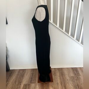 Alex Evenings Black velvety soft floor length formal gown size 10 beaded neck